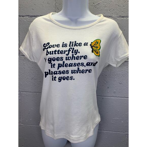 Vtg 70s Single Stitch T-shirt Whimsical Love is like a Butterfly Med - Picture 7 of 9